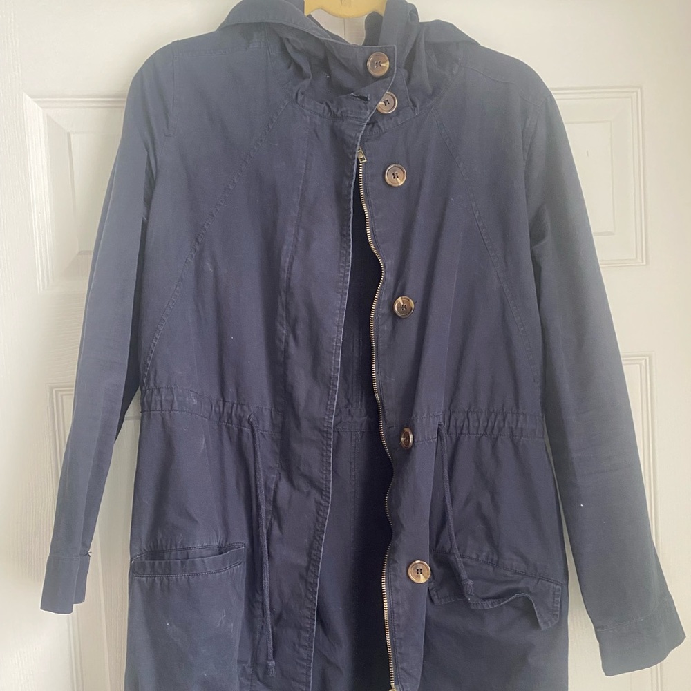 Love Tree Blue Trench coat with Hood